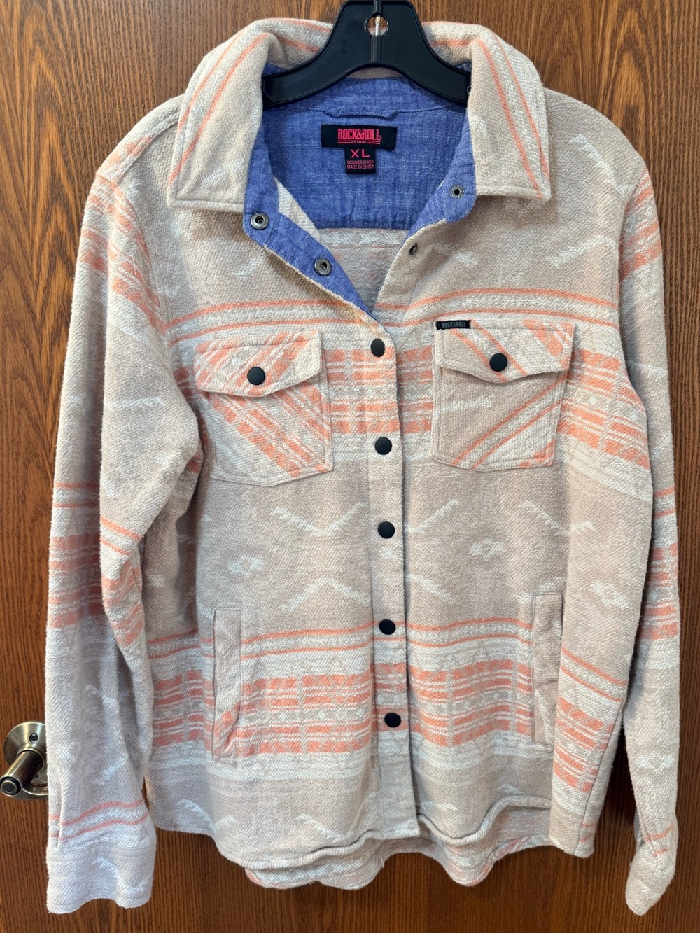 Rock & Roll Denim Beige & Peach Lightweight Shirt Jacket - Soft Casual Layer